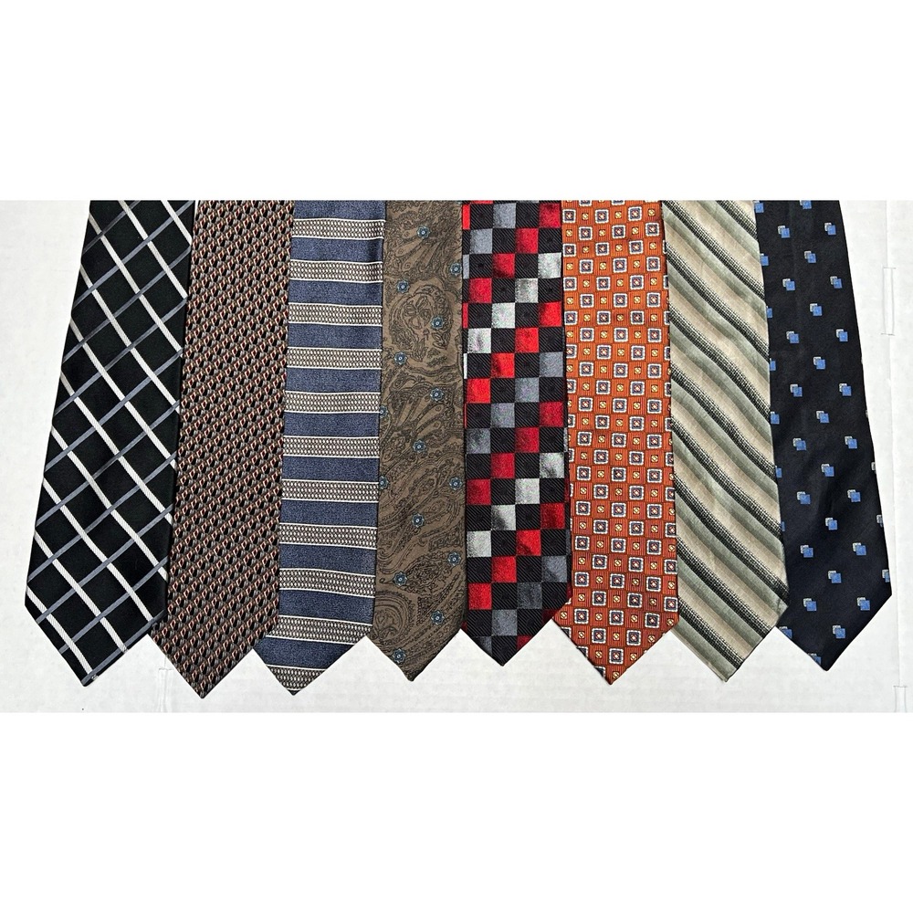 Large bundle (8) mens ties - Striped, Block, Geometric, Paisley multiple Brands